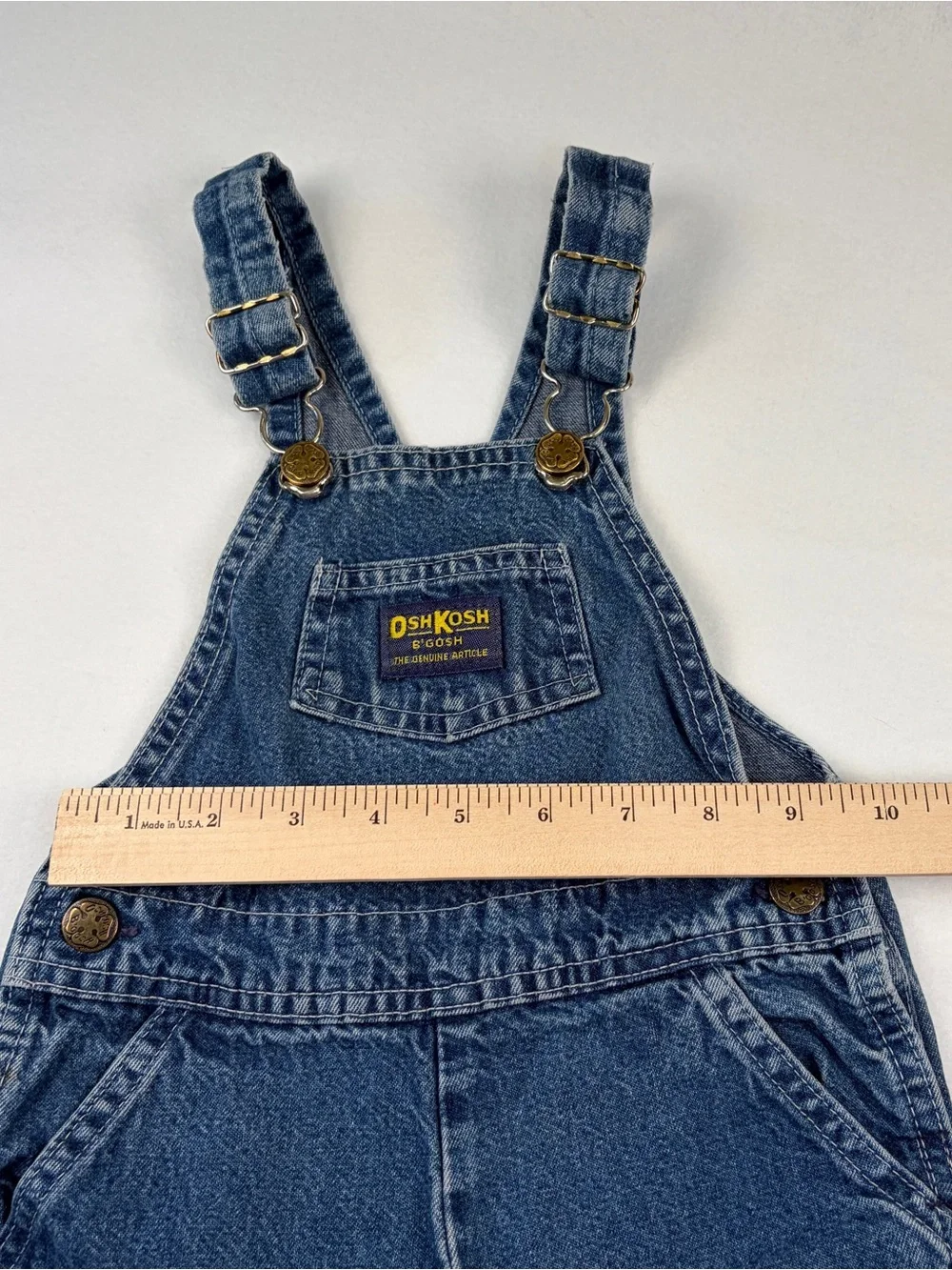 VTG Oshkosh B’Gosh Vestbak Solid Denim Blue Jean Overalls Made in‎ USA Unisex 3T